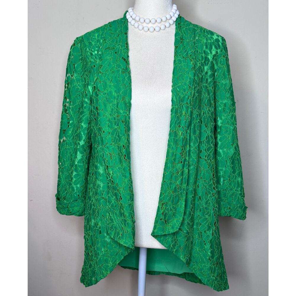 Vintage Alberto Makali Mermaid Green Lace Single Breasted Blazer Size: Medium - Picture 2 of 4